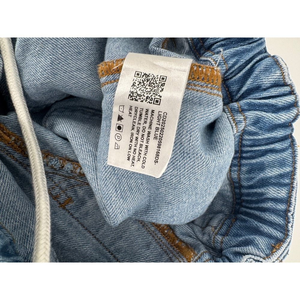 Cider Womens Light Blue Denim Paperbag Shorts Elastic Waist Drawstring Small - Picture 7 of 7